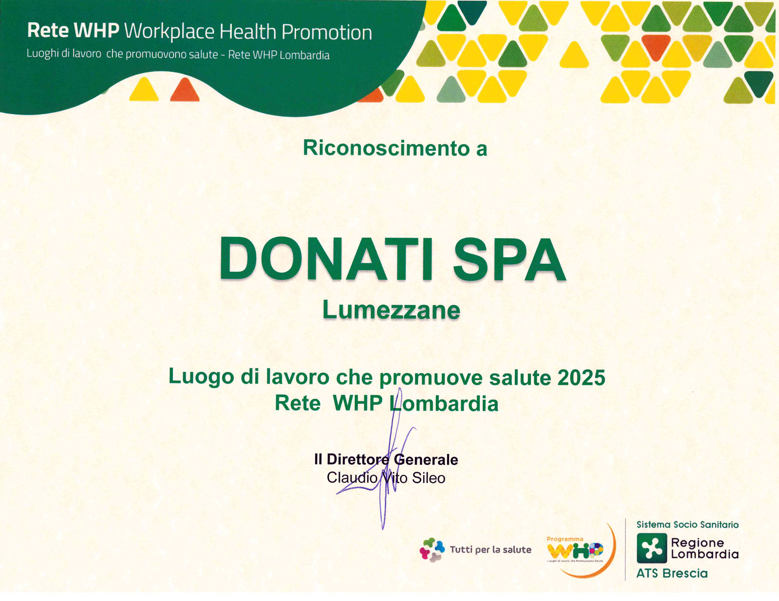 Certificato WHP Donati